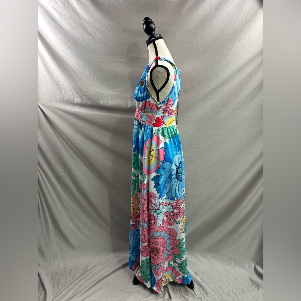 Boho V-Neck Long A-Line Floral Dress Multicolour - Picture 8 of 9